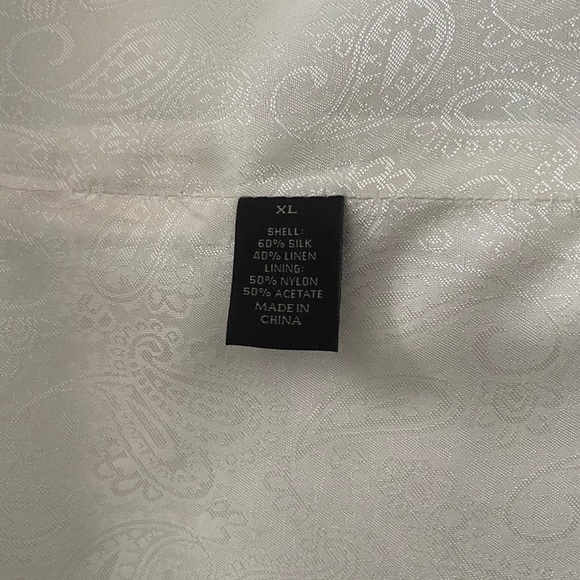 Tasso Elba Silk and Linen XL Beige 3-Button Blazer Jacket - Picture 7 of 11